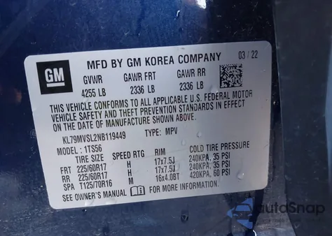 2022 Chevrolet Trailblazer Fwd Activ z USA, uszkodzony, nr VIN KL79MVSL2NB119449